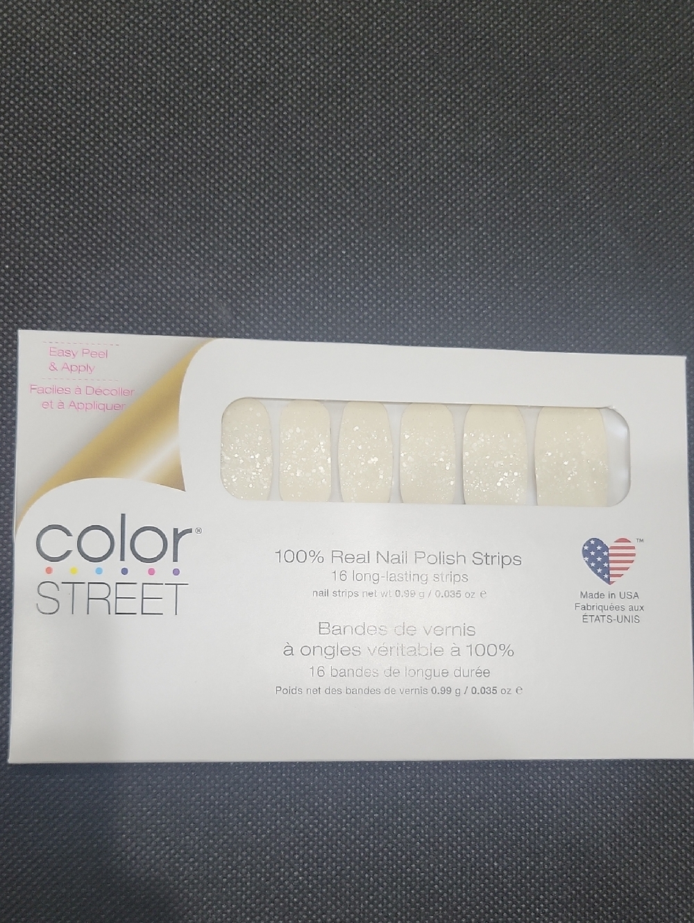 Color Street Pearlescent Glitter Nail Strips - Ivory Sparkle Over The Moon